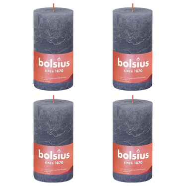 Bolsius Bolsius Stompkaarsen Shine 4 st rustiek 130x68 mm schemerblauw