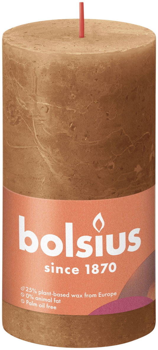 Bolsius rustiek stompkaars 130 68 - spice brown