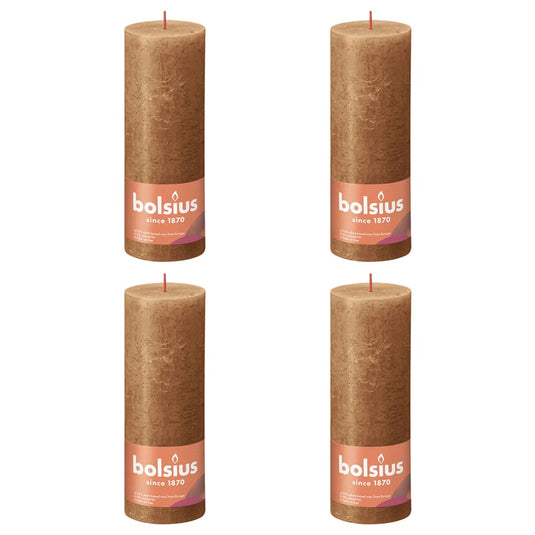 Bolsius Bolsius Stompkaarsen Shine 4 st rustiek 190x68 mm spice brown