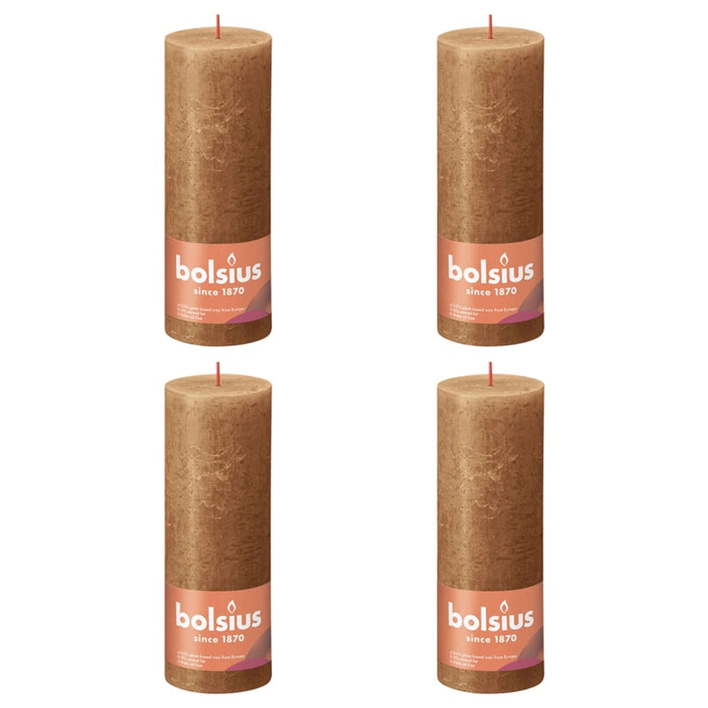 Afbeelding laden in galerijviewer, Bolsius Bolsius Stompkaarsen Shine 4 st rustiek 190x68 mm spice brown
