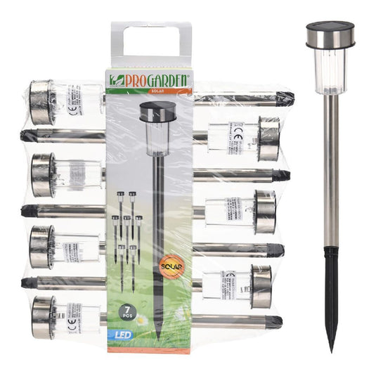 Pro garden solarlamp 360mm rvs set van 7stuks