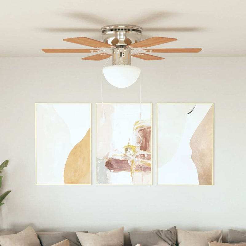 Afbeelding laden in galerijviewer, Vidaxl plafondventilator met lamp 82 cm lichtbruin
