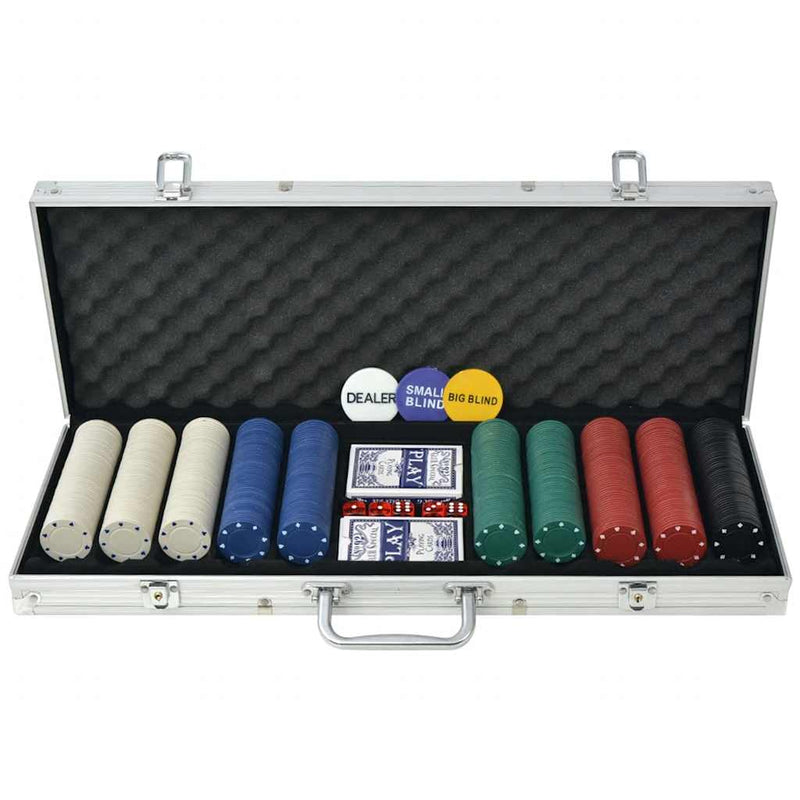 Afbeelding laden in galerijviewer, Vidaxl pokerset met 500 chips aluminium
