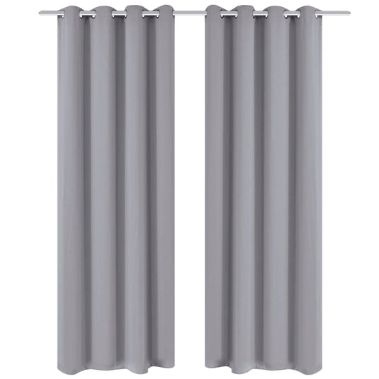Vidaxl gordijnen met metalen ringen verduisterend 135x175 grijs 2 st