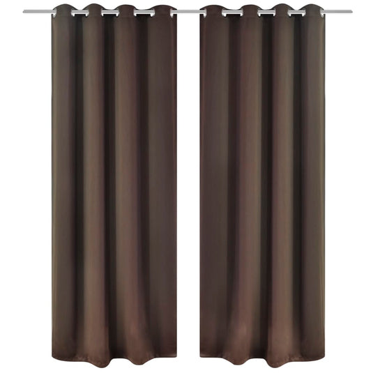 Vidaxl gordijn met metalen ringen verduisterend 270x245 bruin