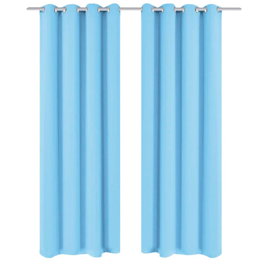 Vidaxl gordijn met metalen ringen verduisterend 270x245 turquoise