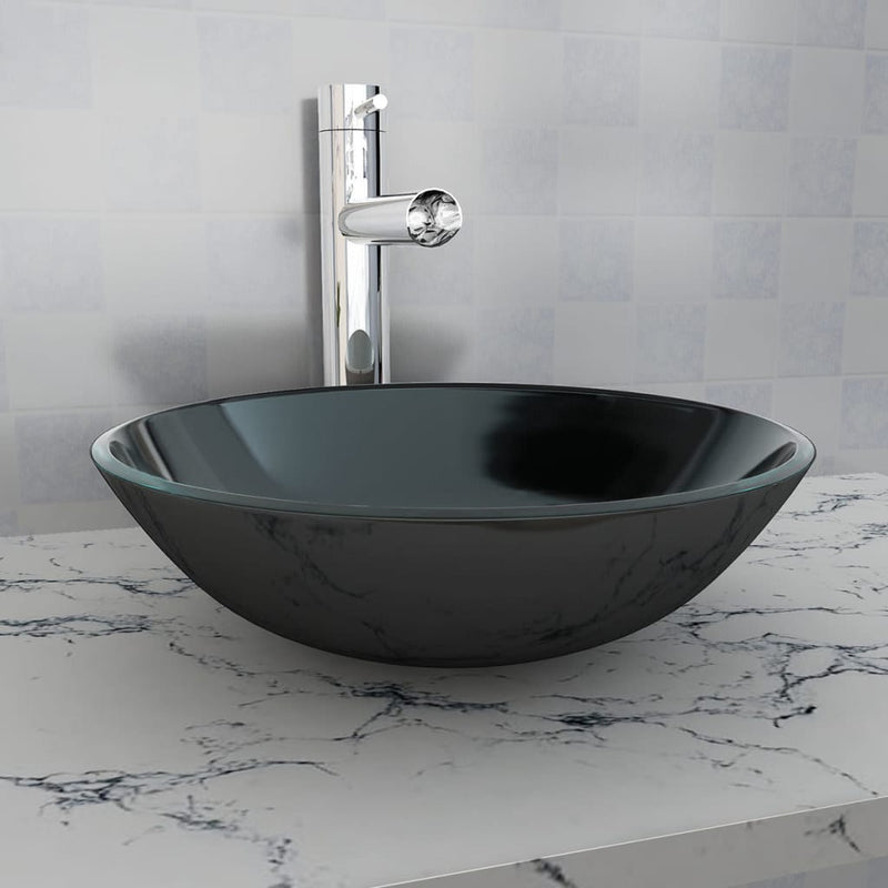 Afbeelding laden in galerijviewer, Vidaxl wasbak gehard glas 42 cm zwart
