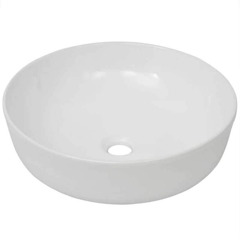 Afbeelding laden in galerijviewer, Vidaxl wastafel rond wit 41,5x13,5 cm keramiek
