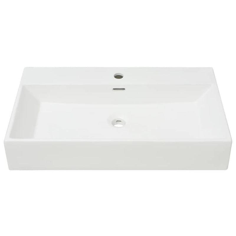 Afbeelding laden in galerijviewer, Vidaxl wastafel met kraangat wit 76x42,5x14,5 cm kermiek

