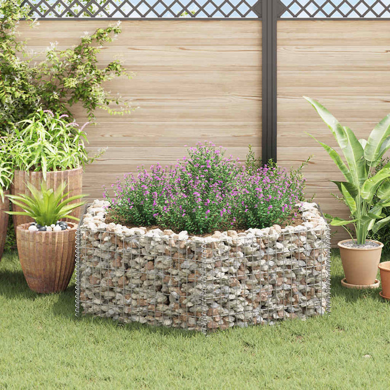 Afbeelding laden in galerijviewer, Vidaxl gabion plantenbak verhoogd zeshoekig 160x140x50 cm
