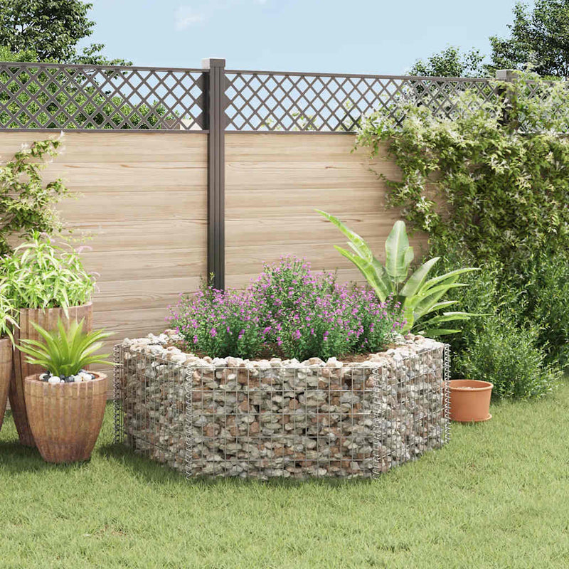 Afbeelding laden in galerijviewer, Vidaxl gabion plantenbak verhoogd zeshoekig 160x140x50 cm
