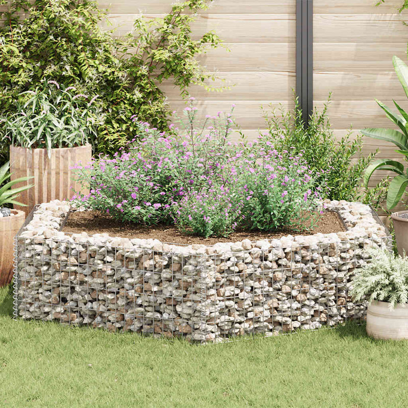 Afbeelding laden in galerijviewer, Vidaxl gabion plantenbak verhoogd zeshoekig 200x173x40 cm
