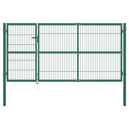 VidaXL Poort met palen 350x140 cm staal groen