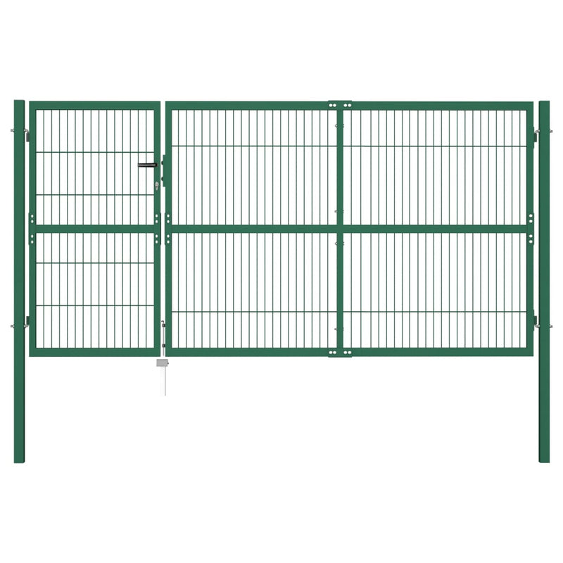 Afbeelding laden in galerijviewer, VidaXL Poort met palen 350x140 cm staal groen
