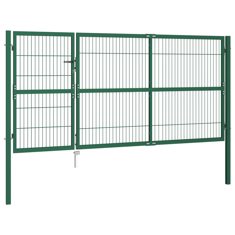 Afbeelding laden in galerijviewer, VidaXL Poort met palen 350x140 cm staal groen
