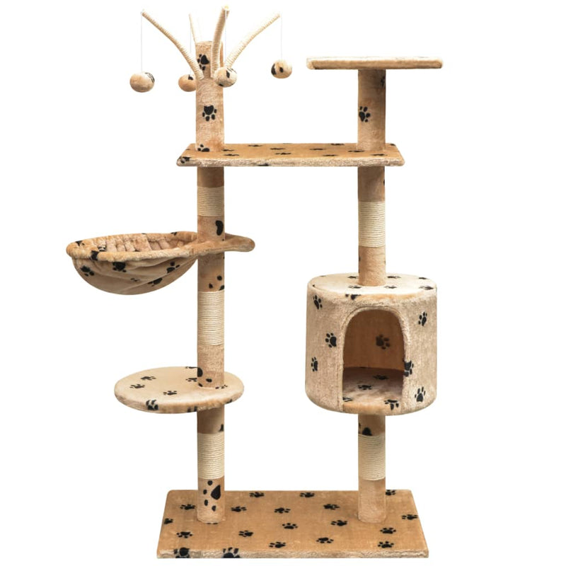 Afbeelding laden in galerijviewer, Vidaxl kattenkrabpaal met sisal krabpalen 125 cm pootafdrukken beige
