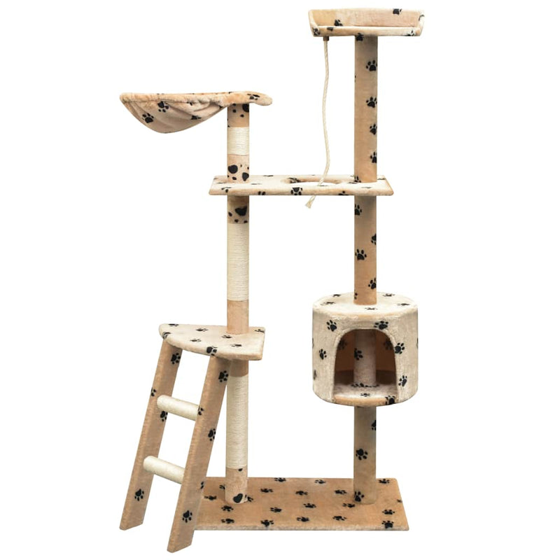 Afbeelding laden in galerijviewer, Vidaxl kattenkrabpaal met sisal krabpalen 150 cm pootafdrukken beige
