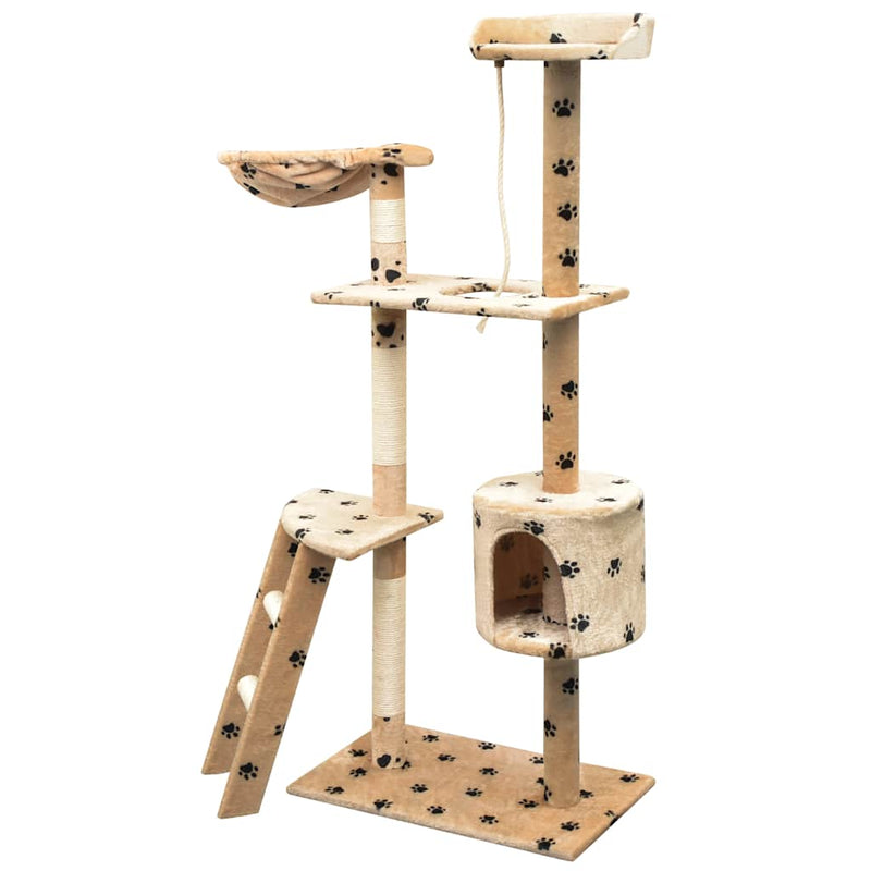 Afbeelding laden in galerijviewer, Vidaxl kattenkrabpaal met sisal krabpalen 150 cm pootafdrukken beige
