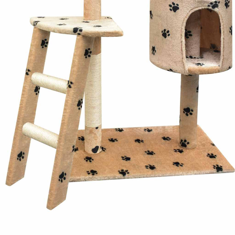 Afbeelding laden in galerijviewer, Vidaxl kattenkrabpaal met sisal krabpalen 150 cm pootafdrukken beige
