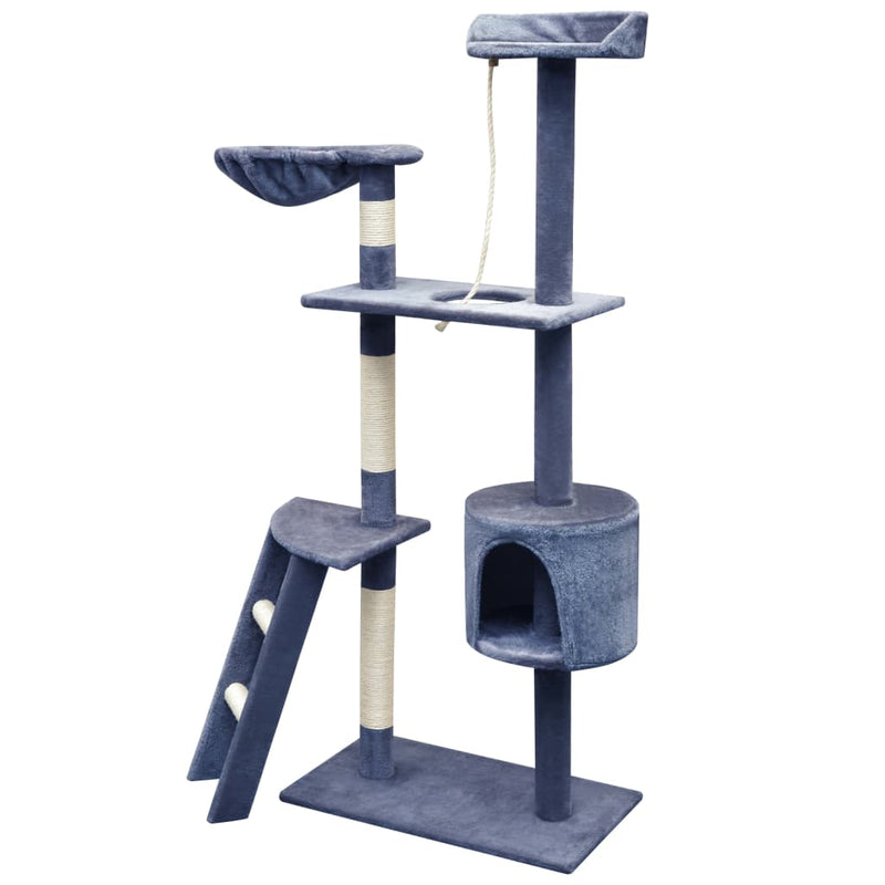 Afbeelding laden in galerijviewer, Vidaxl kattenkrabpaal met sisal krabpalen 150 cm donkerblauw

