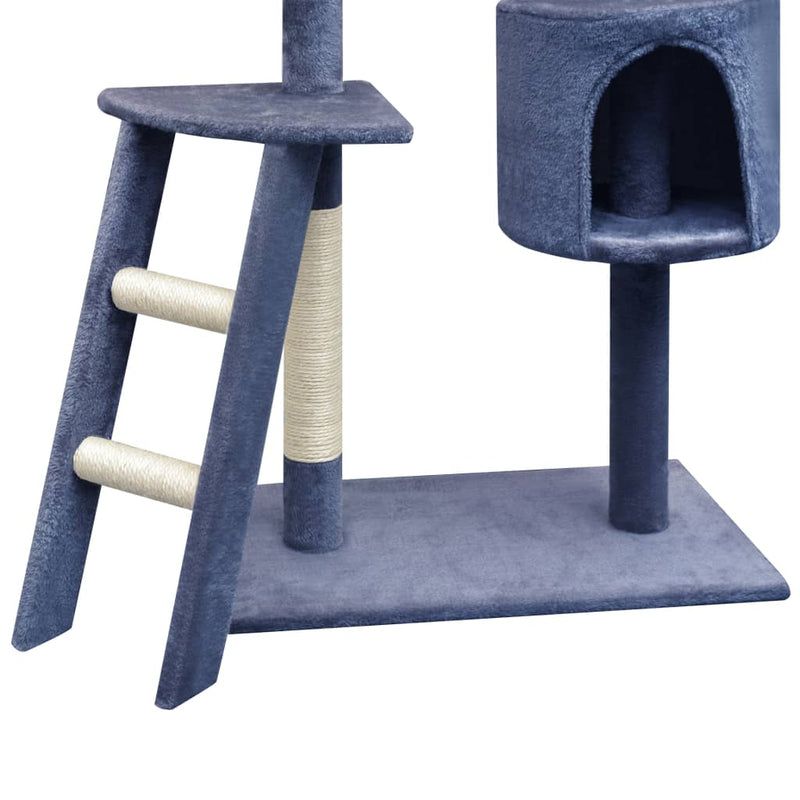 Afbeelding laden in galerijviewer, Vidaxl kattenkrabpaal met sisal krabpalen 150 cm donkerblauw
