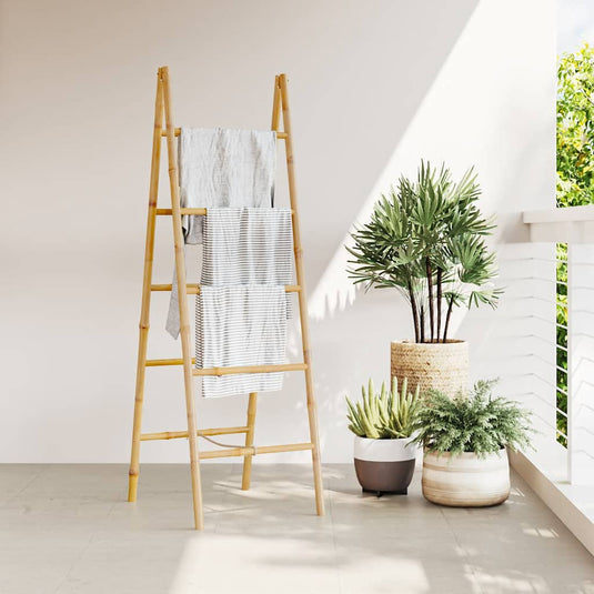 Vidaxl dubbele handdoekenladder met 5 tredes 50x160 cm bamboe
