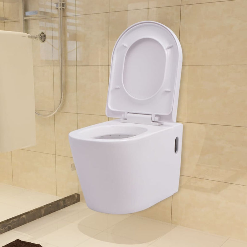 Afbeelding laden in galerijviewer, Vidaxl hangend toilet keramiek wit

