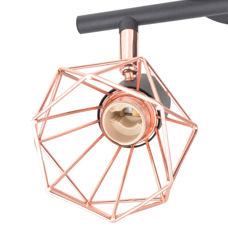 Afbeelding laden in galerijviewer, Vidaxl plafondlamp met 2 spotlights e14 zwart en koper
