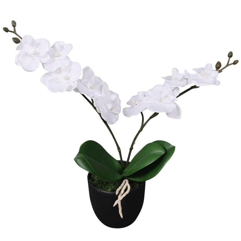 Afbeelding laden in galerijviewer, Vidaxl kunstplant orchidee met pot 30 cm wit
