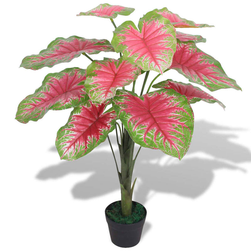 Afbeelding laden in galerijviewer, Vidaxl kunstplant caladium met pot 85 cm groen en rood
