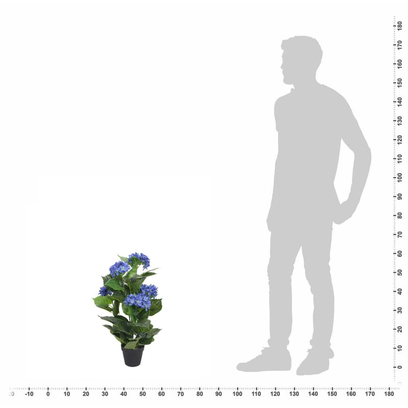 Afbeelding laden in galerijviewer, Vidaxl kunst hortensia plant met pot 60 cm blauw
