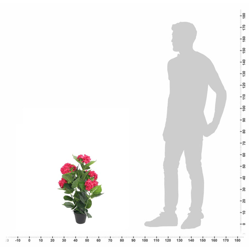 Afbeelding laden in galerijviewer, Vidaxl kunst hortensia plant met pot 60 cm rood
