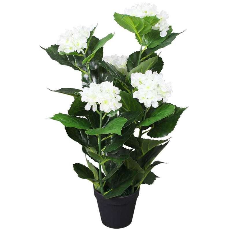 Afbeelding laden in galerijviewer, Vidaxl kunst hortensia plant met pot 60 cm wit

