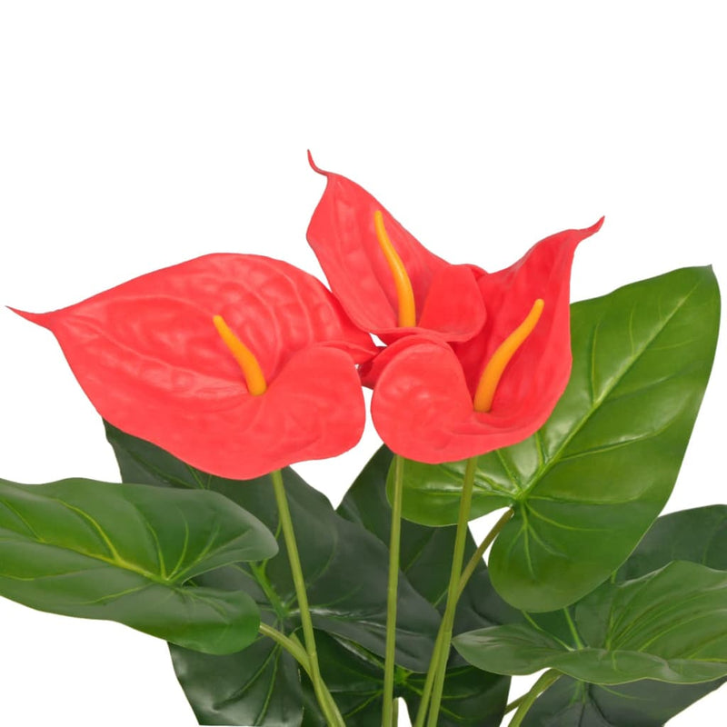 Afbeelding laden in galerijviewer, Vidaxl kunst anthurium plant met pot 45 cm rood en geel
