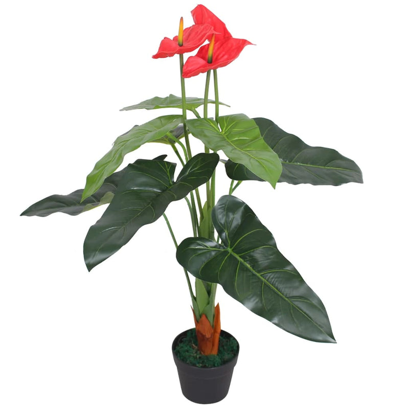 Afbeelding laden in galerijviewer, Vidaxl kunst anthurium plant met pot 90 cm rood en geel

