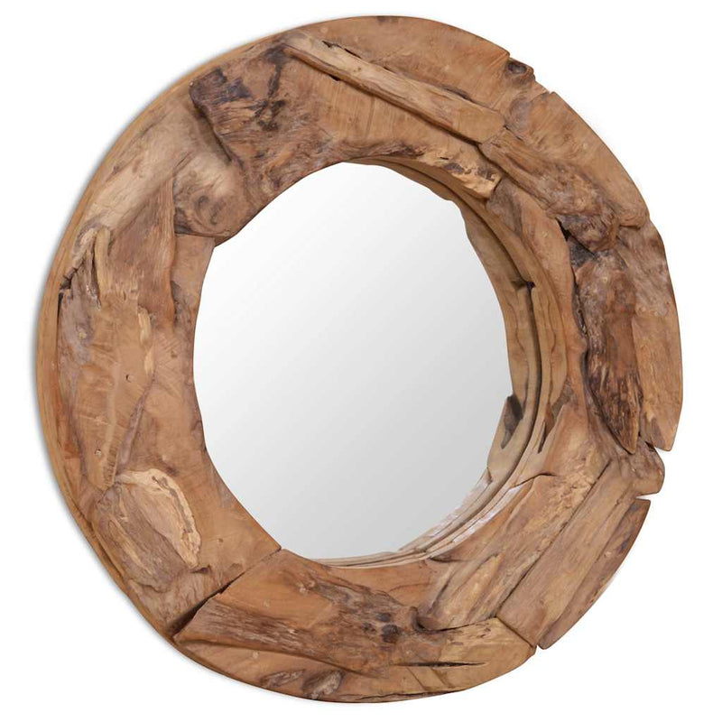 Afbeelding laden in galerijviewer, Vidaxl decoratieve spiegel rond 60 cm teakhout
