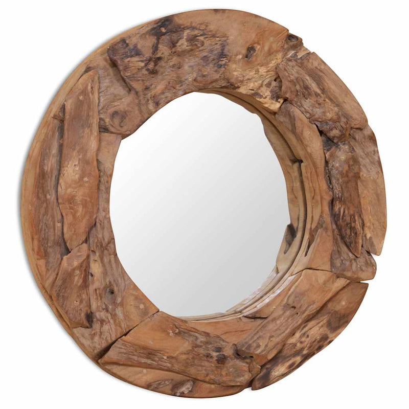 Afbeelding laden in galerijviewer, Vidaxl decoratieve spiegel rond 60 cm teakhout
