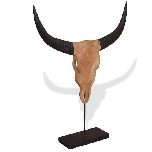 Vidaxl stierenbeeld 66x15x88 cm teakhout