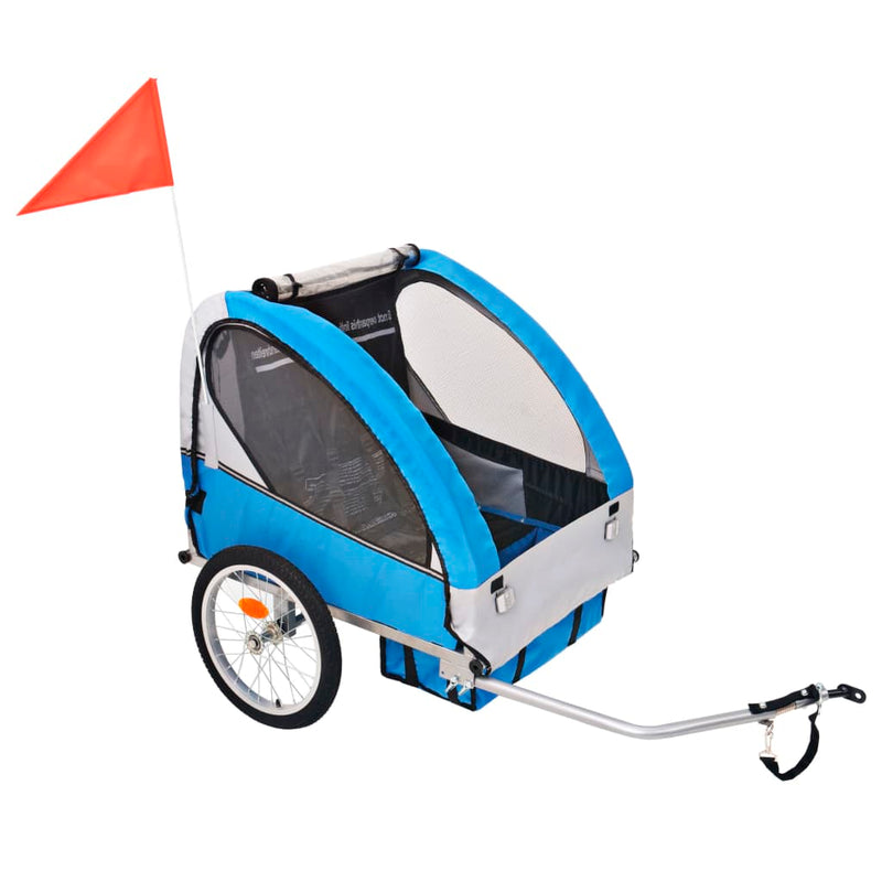 Afbeelding laden in galerijviewer, Vidaxl fietstrailer 30 kg grijs en blauw
