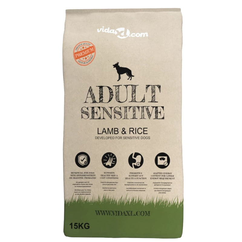 Afbeelding laden in galerijviewer, Vidaxl premium hondenvoer droog adult sensitive lamb rice 15kg
