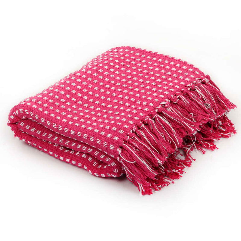 Afbeelding laden in galerijviewer, Vidaxl plaid vierkantjes 160x210 cm katoen roze
