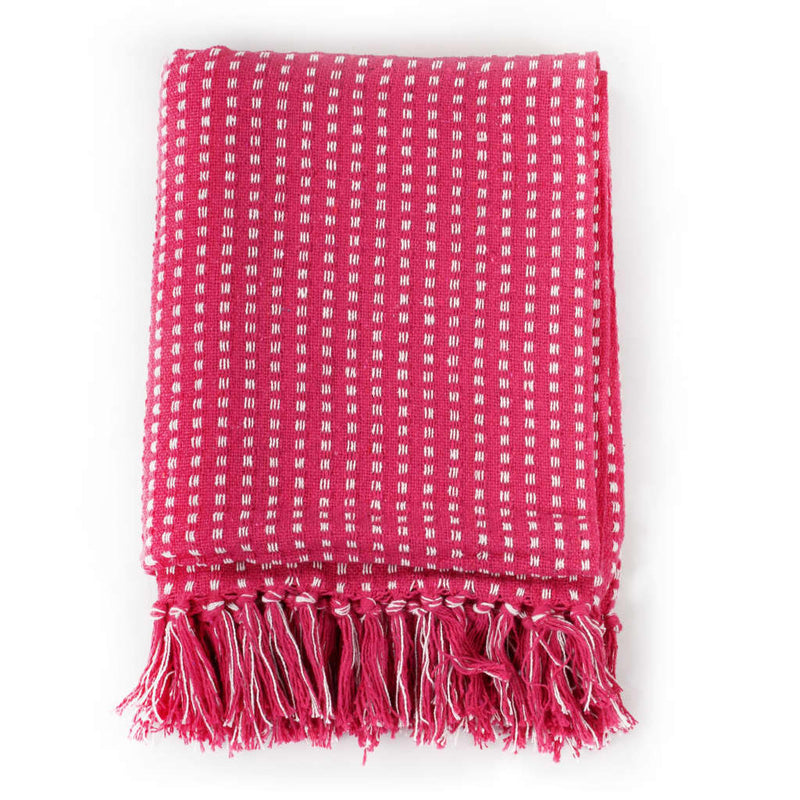 Afbeelding laden in galerijviewer, Vidaxl plaid vierkantjes 160x210 cm katoen roze
