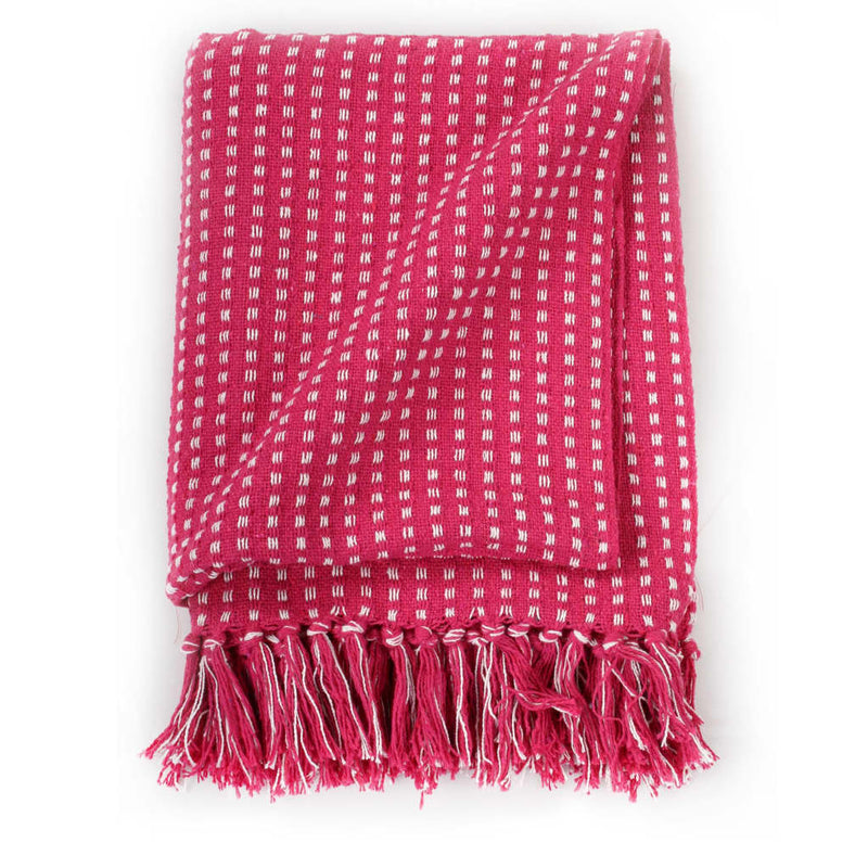Afbeelding laden in galerijviewer, Vidaxl plaid vierkantjes 160x210 cm katoen roze
