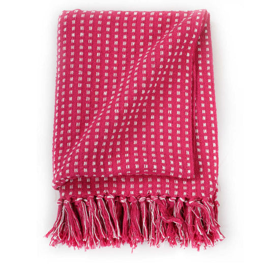 Vidaxl plaid vierkantjes 160x210 cm katoen roze