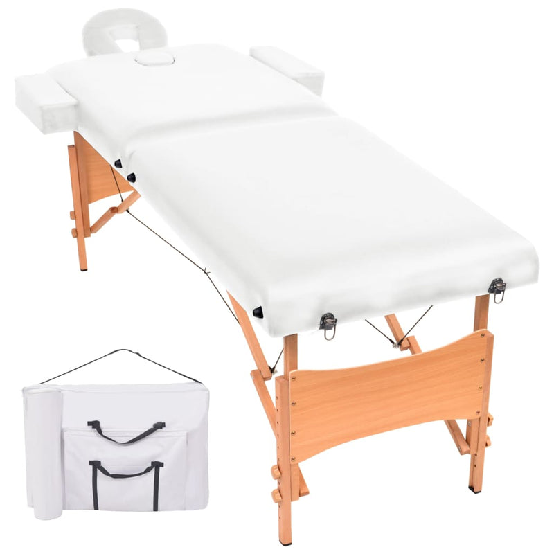 Afbeelding laden in galerijviewer, Vidaxl massagetafel 10 cm dik 2 zones inklapbaar wit

