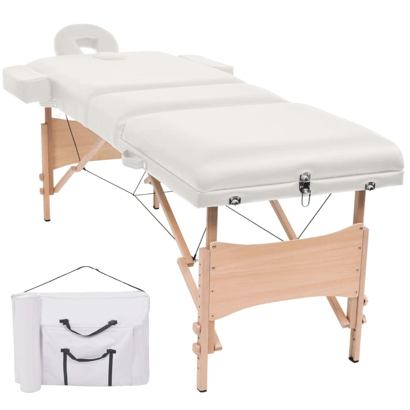 Afbeelding laden in galerijviewer, Vidaxl massagetafel inklapbaar 3 zones 10 cm dik wit
