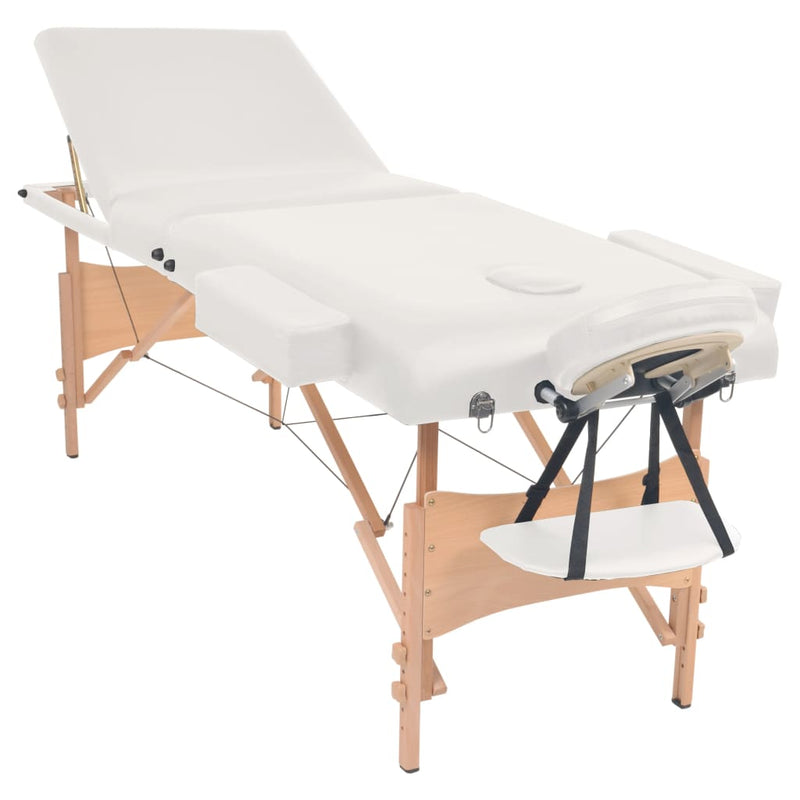 Afbeelding laden in galerijviewer, Vidaxl massagetafel inklapbaar 3 zones 10 cm dik wit
