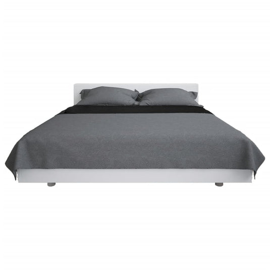 Vidaxl bedsprei dubbelzijdig 220x240 cm quilt grijs en zwart