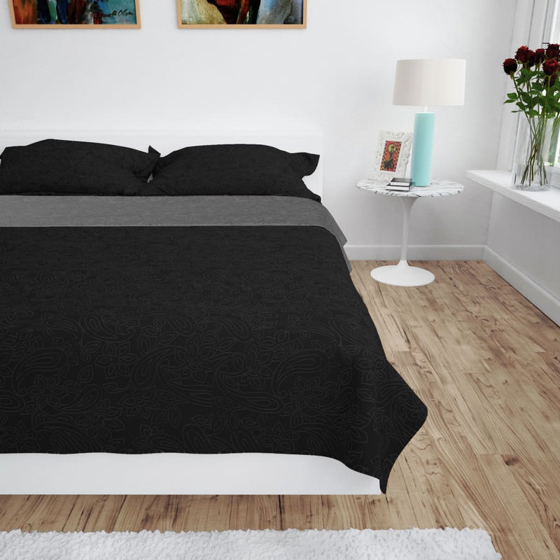 Afbeelding laden in galerijviewer, Vidaxl bedsprei dubbelzijdig 220x240 cm quilt grijs en zwart
