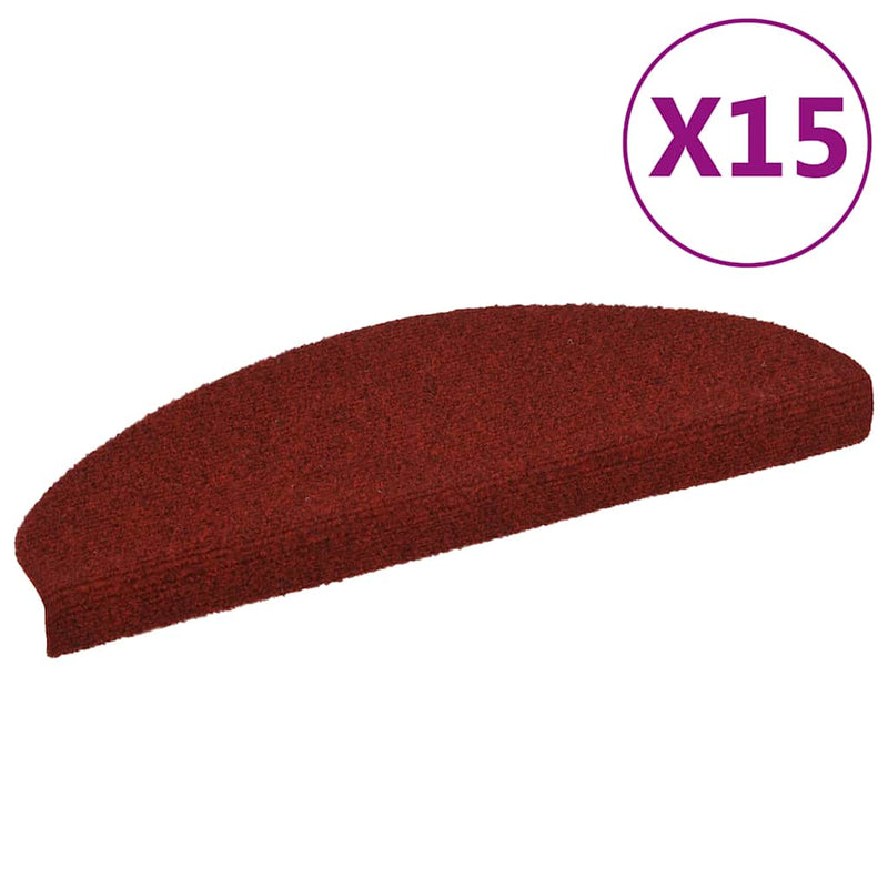 Afbeelding laden in galerijviewer, Vidaxl trapmatten zelfklevend 15 stuks 65x21x4 cm bordeaux rood halfrond groot
